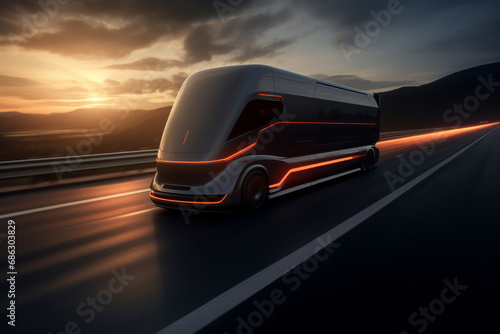 A driverless truck driving at high speed. © Dzmitry