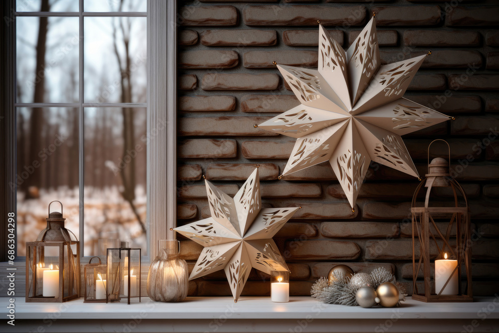 Obraz premium Christmas stars, interior decor in the house