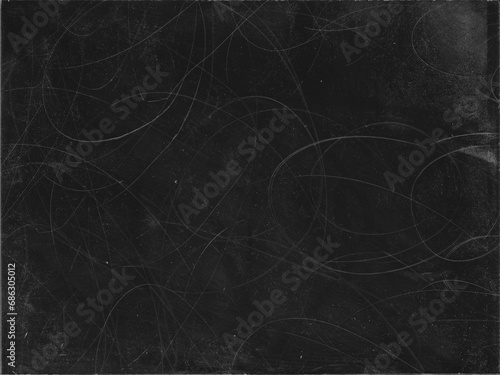 Fototapeta Naklejka Na Ścianę i Meble -  Texture of scratched glass with dust on black background for Y2K style work and creating crack effects for aged retro grunge style