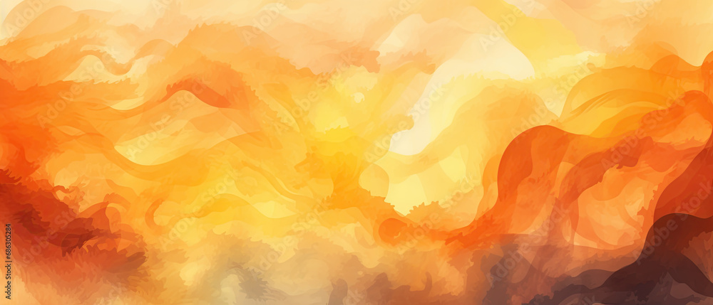 Warm amber watercolor abstract illustration background, made with Generative AI Warm amber watercolor abstract illustration background, made with Generative AI