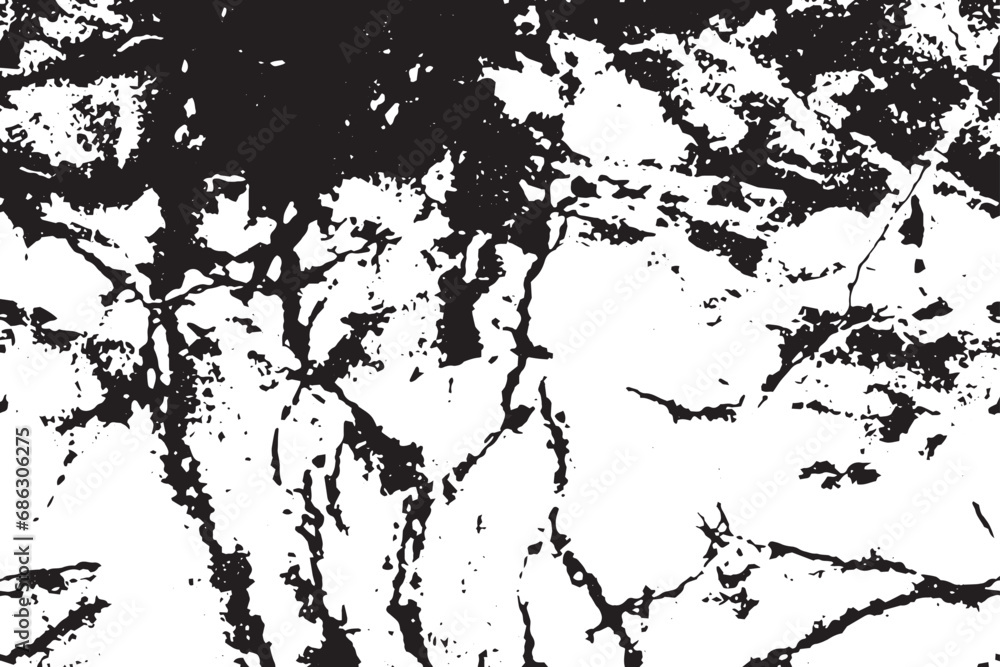 Naklejka premium Rustic cracked vector texture with many cracks and scratches. Abstract background. Broken and damaged surface. Aged backdrop. Vector graphic illustration with transparent white. EPS10.