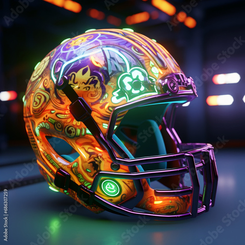helmet on a football field at night