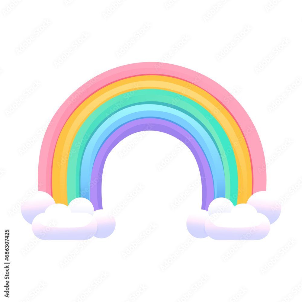 Rainbow. cute colorful rainbow with two clouds at the ends. For holiday, festival, for cards, invitations, children's room decoration. Flat vector illustration, cartoon style. Rainbow. cute colorful rainbow with two clouds at the ends. For holiday, festival, for cards, invitations, children's room decoration. Flat vector illustration, cartoon style.