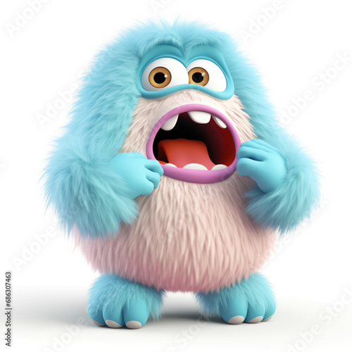 Amazed monster with open mouth, 3D