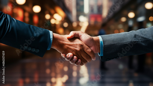 handshake of two honest progressive businessmen after the end of a mutually beneficial successful transaction in the field of investment and real estate