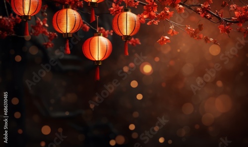 copyspace photography of glowing chinese lantern background