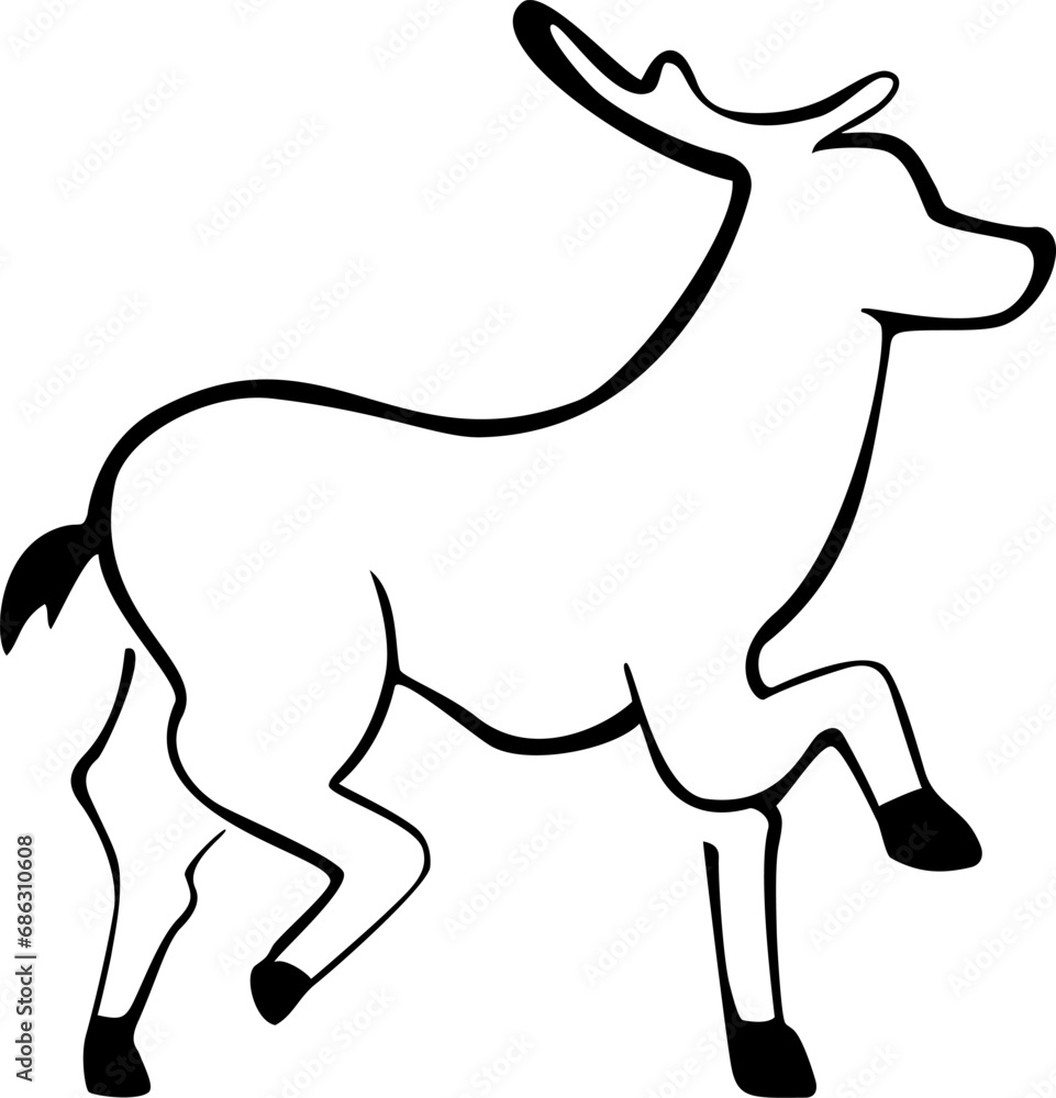 deer doodle style on a white background, vector deer doodle style on a white background, vector