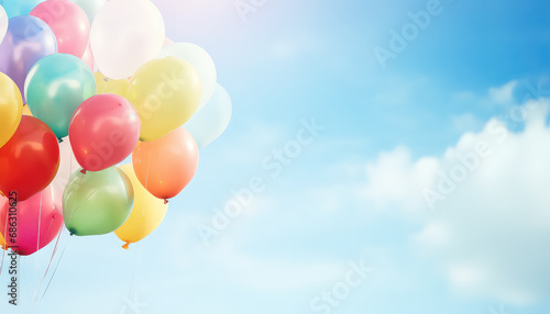 Balloons on sky background with space for text ,concept carnival