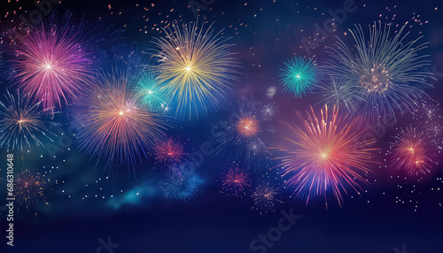 Festive fireworks in the night sky ,concept carnival