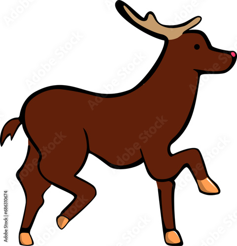 deer doodle style on a white background  vector 