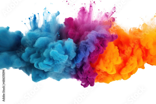 Explosion of colored powder on transparent background. Isolated.