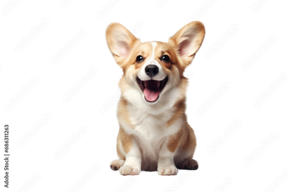Happy Puppy Welsh Corgi. Dog winking, panting and sitting on transparent background. Isolated. Happy Puppy Welsh Corgi. Dog winking, panting and sitting on transparent background. Isolated.