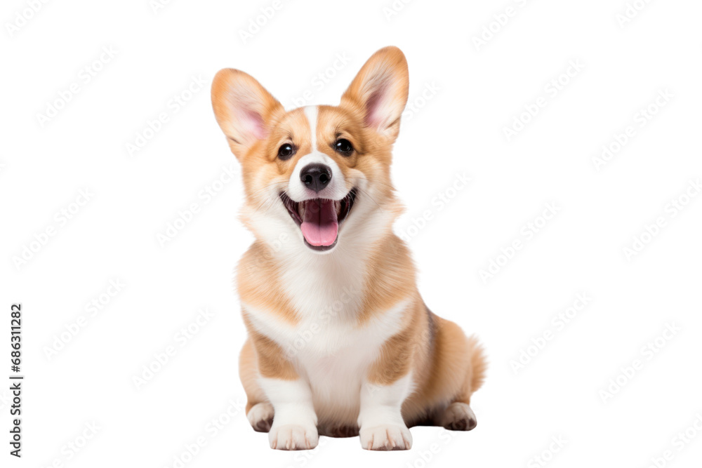 Happy Puppy Welsh Corgi. Dog winking, panting and sitting on transparent background. Isolated. Happy Puppy Welsh Corgi. Dog winking, panting and sitting on transparent background. Isolated.