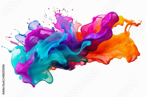 Colorful paint splash. Design element on transparent background. Generative AI