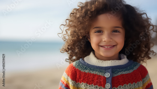 Portrait of a young multicultural girl on the beach