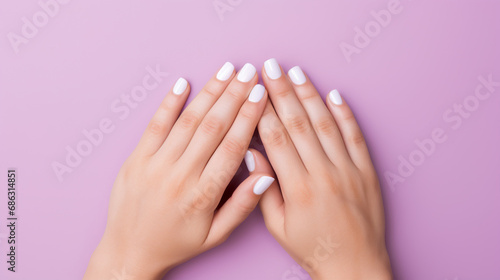 female hand with elegant simple manicure  woman with natural manicure