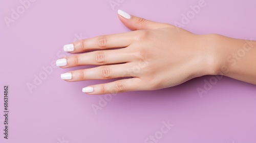 female hand with elegant simple manicure, woman with natural manicure