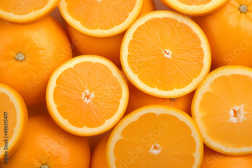 Fresh open orange fruit background arranged together representing healthy diet concept