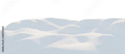 Snow-Covered Hills Under a Calm Sky. 3D render. photo
