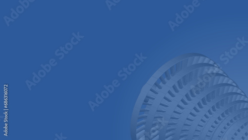 Steam turbine vector drawing showing multiple impulse blades in a double flow configuration on a blue background