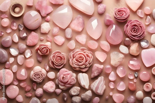 "Explore the delicate charm of rose quartz in your artistic creation. Infuse the canvas with soft pinks and gentle hues,