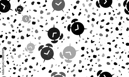 Abstract seamless pattern with alarm clock symbols. Creative leopard backdrop. Vector illustration on white background