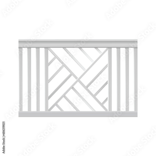 Realistic Detailed 3d White Fence Rail Exterior Element for Garden or Farm Palisade . Vector illustration