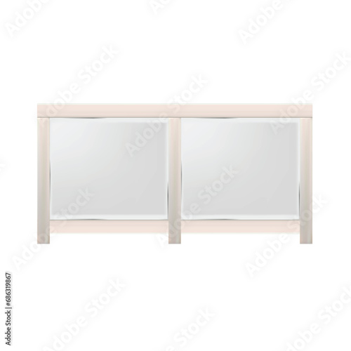 Realistic Detailed 3d White Fence Rail White Exterior Element. Vector illustration of Fencing Sections with Pillars
