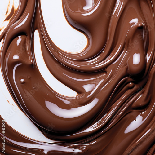 Fotografia con detalle y textura de crema de chocolate sobre fondo de color blanco photo