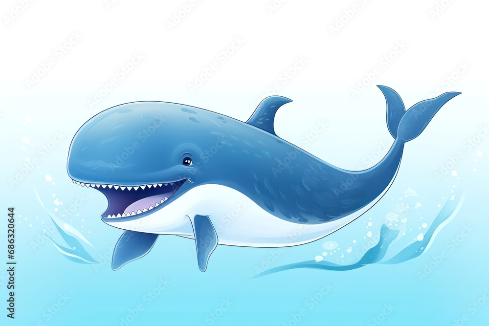 cheerful blue dolphin in water