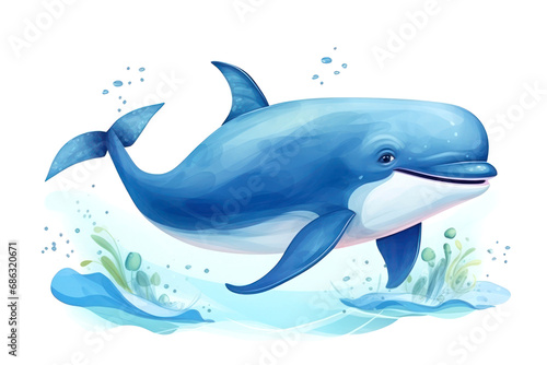 cheerful blue dolphin in water