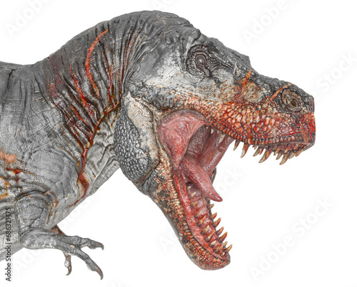 t-rex on blood id profile portrait in white background