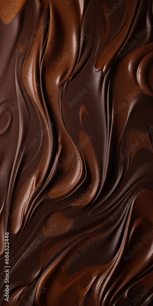 Top view elegance background of melted dark chocolate with delicate smooth waves for wallpaper and design Top view elegance background of melted dark chocolate with delicate smooth waves for wallpaper and design