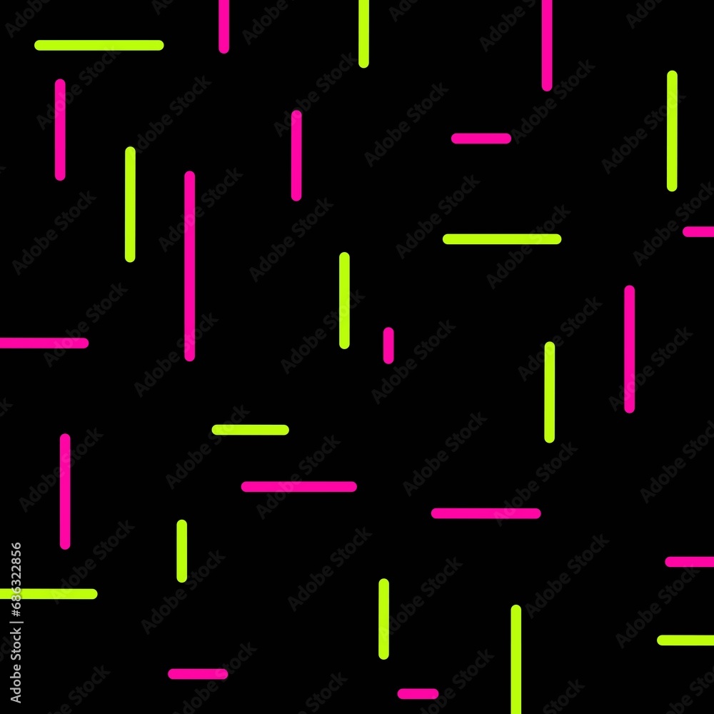 Black background with short pink and green vertical and horizontal lines Black background with short pink and green vertical and horizontal lines