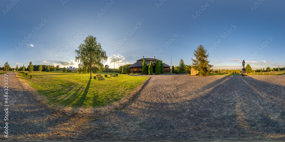 full seamless spherical hdri 360 panorama near homestead palace at sunset in equirectangular spherical projection with zenith and nadir. for VR content