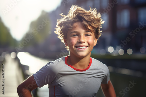Smiling children running. healthy active lifestyle concept.