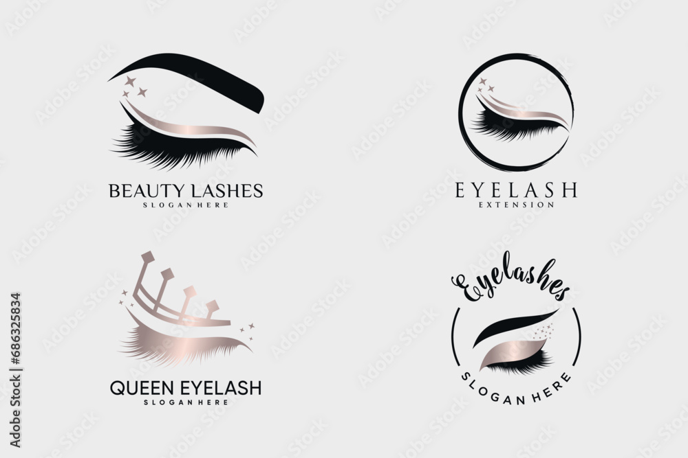 Eyelash extension icon set logo design vector for beauty salon with creative idea Eyelash extension icon set logo design vector for beauty salon with creative idea