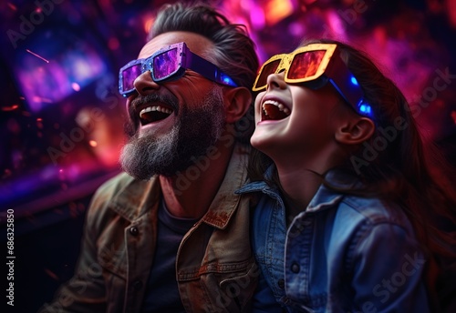 father and daughter plunge into a cinematic adventure: experience the magic of cinema through 3D glasses