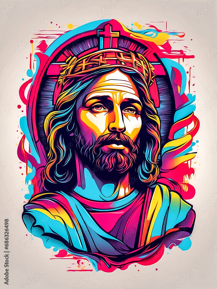 jesus christ canvas painting. Generative AI jesus christ canvas painting. Generative AI