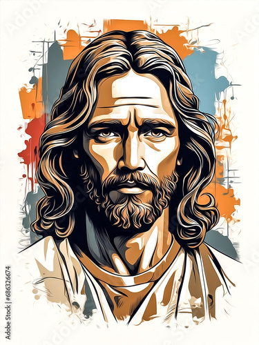 jesus christ canvas painting. Generative AI © Crop Media