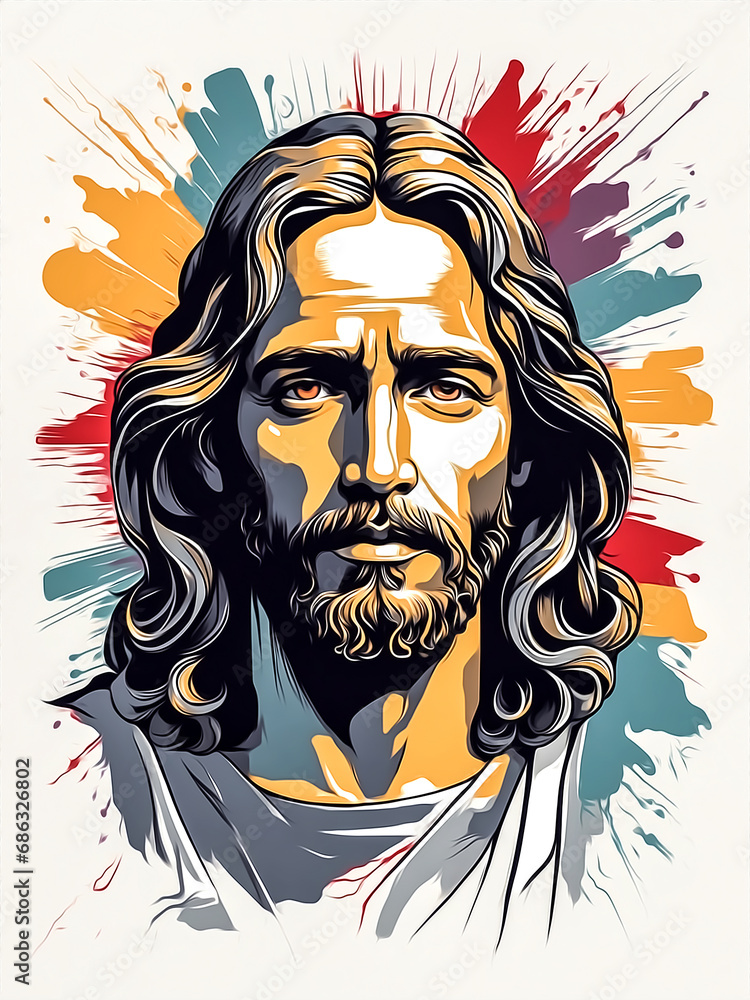 jesus christ canvas painting. Generative AI jesus christ canvas painting. Generative AI