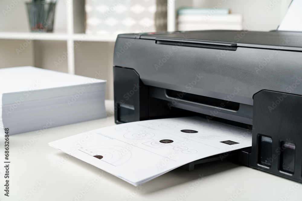 Close up printer copier device on table in the office Close up printer copier device on table in the office