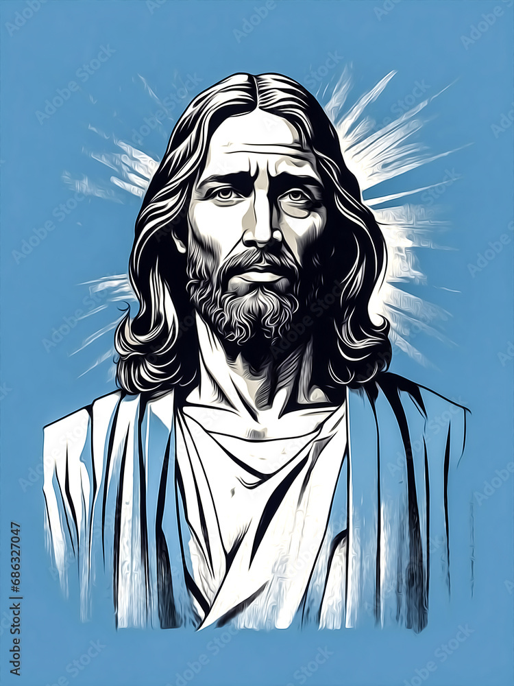 Obraz premium jesus christ canvas painting. Generative AI