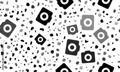 Abstract seamless pattern with photo camera symbols. Creative leopard backdrop. Illustration on transparent background © Alexey