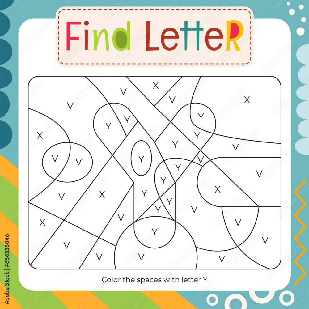 Coloring page for letter tracing book color by letter y flash card