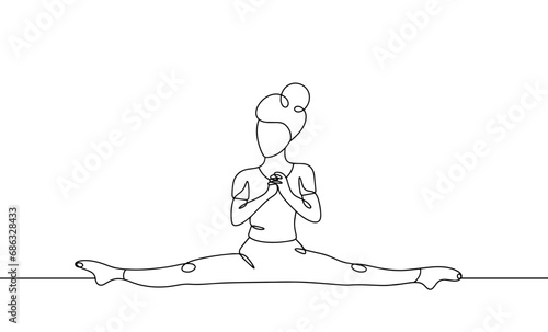 Wallpaper Mural Woman. Stretching. Cross twine. One line Torontodigital.ca