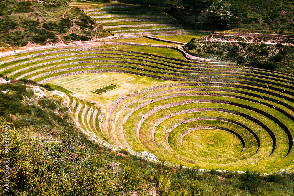 Inca architecture in the mountains. Peru.