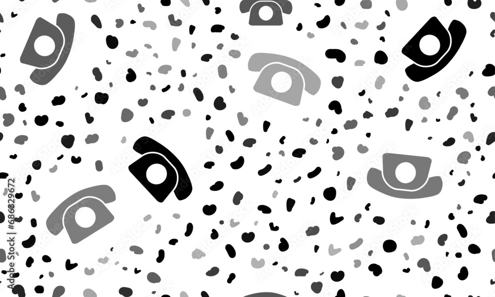 Abstract seamless pattern with vintage telephone symbols. Creative leopard backdrop. Vector illustration on white background