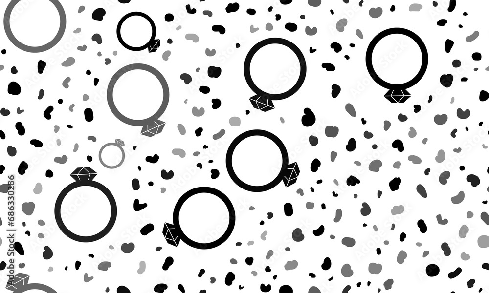 Abstract seamless pattern with diamond ring symbols. Creative leopard backdrop. Illustration on transparent background