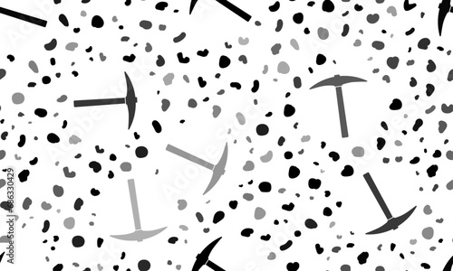 Abstract seamless pattern with pickaxe symbols. Creative leopard backdrop. Vector illustration on white background